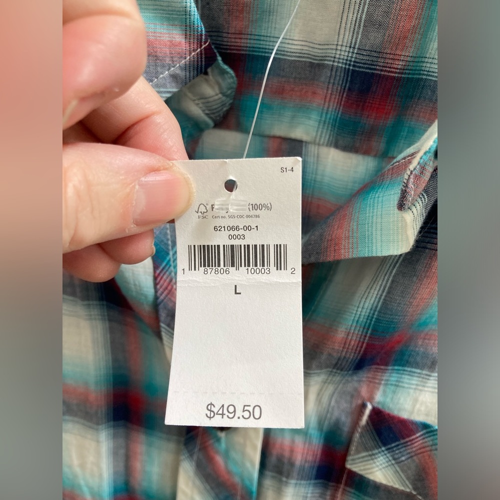 🫐3/$40🫐 NWT GAP Plaid, long-sleeve, 100% lightweight cotton shirt - Picture 8 of 17